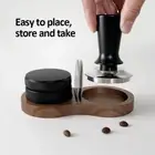 Walnut Wood Coffee Tamper Mat Heat Resistance Espresso Distributor Rack