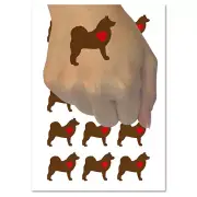Alaskan Malamute Dog with Heart Temporary Tattoo Water Resistant Body Art Set