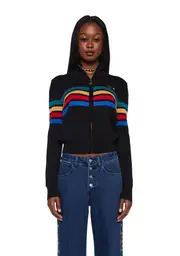 [dELiA*s by Dolls Kill] Ultimate Throwback Zip-Up Sweater - Black