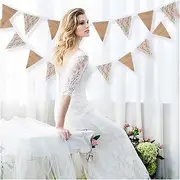Bunting Flags 2.8m Vintage Wedding Lace Background 13 Flags Burlap Lace Bunting DIY Garland Home Party Festival Decor Bunting
