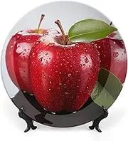Decorative Ceramic Dishes for Red Apple Fruit Display, Decorative Ceramic Dishes with Display Stand, Porcelain Plate for Home Decor, 8 Inch