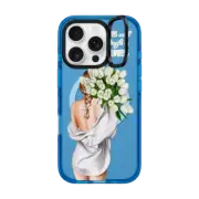 iPhone 16 Pro Impact Ring Stand Case MagSafe Compatible Lady with tulips