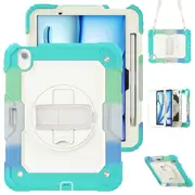 MCC Shockproof iPad Air 11" 2024 M2 Strap Rugged Colourful Case Cover Apple 6th Gen 6 [Colourful+Light Blue]