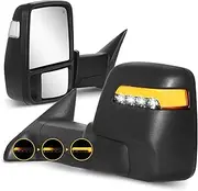 Towing Mirrors for 2009-2018 Dodge Ram 1500, 2010-2018 Ram 2500 3500, 2019-2024 Dodge 1500 Classic Temp Sensor Power Adjustable Glass Heated Function Turn Signal Running Light