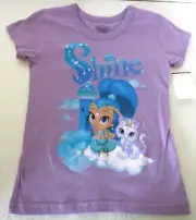 Shimmer and Shine Nickelodeon Kitty Cat Little Girls T-Shirt Size 5 Purple