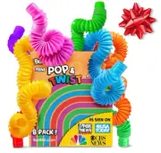8 Pack Small Stocking Stuffers for Kids - Pop Tubes-Sensory Toys - Toddler Toys