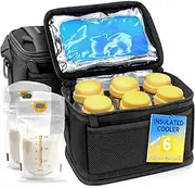 Encased Breastmilk Cooler Bag Designed for 6 Medela Express Milk Bottles - Insulated Freezable Storage Bag with Built-In Ice Packs for Travel/On the Go Moms
