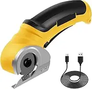 Cordless Electric Scissors 4.2V Cardboard Cutter Tool, Electric Scissors for Cutting Fabric, Rechargeable Heavy Duty Fabric Scissor with Safety Lock for Leather Carpet Plastic Felt Sewing (Yellow)