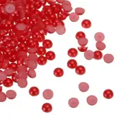 300pcs Flatback Pearls 6mm ABS Plastic Half Round Dome Pearls, Red