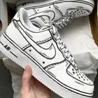 Nike Air Force 1 Cartoon Custom Shoes White Black Gray Outline Mens Womens Kids