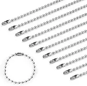 Sekonow 300Pcs Ball Bead Chain - 4" Long 2.4mm Diameter Key Chain With Connectors, Metal Beaded Keychain Rings for Making Crafts Dog Tag, Silver