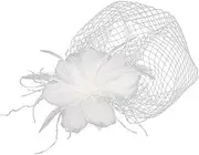 [LIFKOME] Mesh Headdress Head Headbands Wedding Headpiece for Bride Hair Jewels for Women Caps for Women Tea The Wedding Veil Floral Headpiece Trendy Hats Fabric White