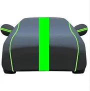 Car Cover Waterproof for Renault Clio 5 2019-2024 ﻿, Outdoor Sun Rain Dust Scratch All Weather Resistant with Reflective Strips(Black Green)