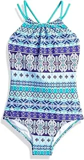 [Kanu Surf] Girls' Jasmine Beach Sport Halter One Piece Swimsuit, Mahina Purple, 12