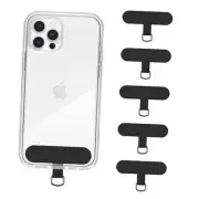 Universal Cell Phone Tether Tab Without Adhesive, 5 Pack Phone Lanyard Black