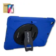 StylePro combo, iPad 7th, 8th & 9th gen case with tempered glass screen protector & rotating stand, 10.2, blue.