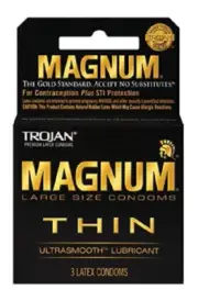 (2PK) Trojan Magnum Thin, 3 Large Lubricated Latex Condoms 022600646037VL