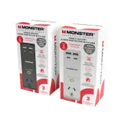 MONSTER Single Socket Surge Protector with USB-C USB-A Ports - White