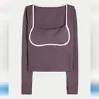 Gilly Hicks Active Recharge Under-Bust Long-Sleeve Top Mauve Purple Small Padded