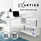 Computer Desk Two tiers storage space 360 degree rotatable single shelf White