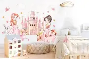 Princess Unicorn Squirrel Butterfly with Castle Baby Nursery Wall Decal