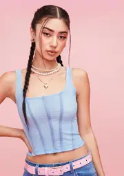 Sky Get Lucky Mesh Corset Top