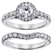 3.00 CT Brilliant Large Diamond Encrusted Engagement Bridal Set Platinum G-H SI