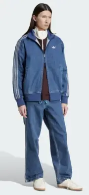 Adidas Mens Denim Firebird Jacket L LARGE NWT