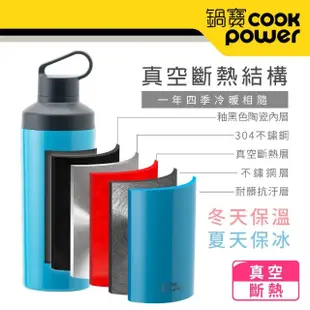 【CookPower 鍋寶_買1送1】超真空陶瓷運動隨行瓶550ml(保溫杯 保溫瓶)