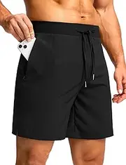 [G Gradual] Men's Workout Shorts with Zipper Pockets 7'' Lightweight Quick Dry Athletic Gym Running Shorts for Men