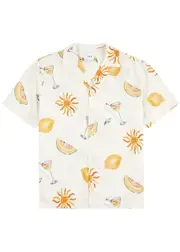 Che Tropical Refresh Printed Twill Shirt - Cream - L L