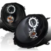 Black Fits 2007-2013 Mini Cooper S Led Halo Projector Headlights Lamp Left+Right (for: Mini)