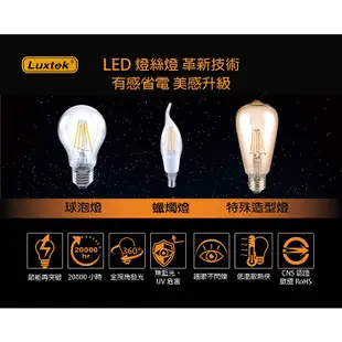 【LUXTEK】LED 燈泡 琥珀燈罩 復古木瓜型 6.5W E27 節能 全電壓 黃光（ST64）