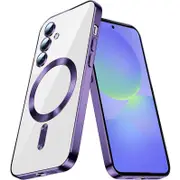For Samsung Galaxy A16 5G MagSafe Magnetic Case with HaloLock Shockproof Protective Electroplating Clear Cover (Purple)