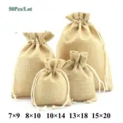 Souvenir Burlap Drawstring Pouches Jewelry Sachets Candy Jute Lucky Bags 50pcs
