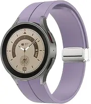 [SUPENG] Silicone Band Compatible with Samsung Watch 5 Pro 45mm 4 Classic 46mm 42mm Magnetic Buckle Correa Bracelet Galaxy Watch 5 44mm 40mm Strap (Color : Silver Lavender, Size : Galaxy Watch 4 44mm)