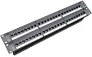 19Inch 1U Cabinet Rack Pass-Through 24 Port CAT6 Patch Panel RJ45 Cable Jack