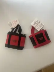 Lot of 2 TRADER JOE'S Red & Black Micro Shopping Tote Bags Mini NWT Grocery Set