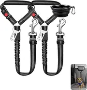 Dog Seat Belt for Car，Dog Collars 3 Piece Set Harness Retractable, Harnesses & Leashes Adjustable Heavy Duty Seat Belt for Vehicle Restraint Adjustable& Elastic & Durable (Black+Black)