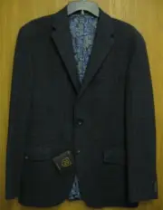 Allen Edmonds Navy/Brown Open Check Sportcoat Size S Wool/Laine 3107/1