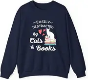 [VidiAmazing] Easily Distracted by Cats and Books (1) ds022 T-Shirt
