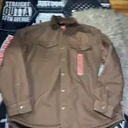 Coleman Sherpa Lined BROWN Jacket Coat Canvas Button Front Workwear Men's XXL
