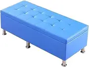 Pu Leather Storage Ottoman Footstool Toy Chest Footstools Boxes for Kids DVD Storage Shoes Chests Faux Leather Seat Bedroom Bed End Stool(Blue,150x40x40cm)