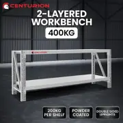 Centurion 2-Layer Work Bench 400kg Powder-Coated Reinforced Steel Grey