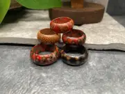 5 PC 16-19mm Wood Ethnic Stackable Finger Knuckle Joint Boho Ring Set New B5134