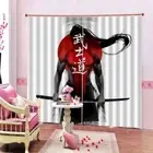 Bushido Swordsman Printing 3D Blockout Curtains Fabric Window Home Decor