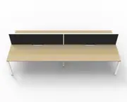 RAPIDLINE DELUXE PROFILE LEG WORKSTATION With Screen 4 Person Double Sided W1500 x D750 x H730mm (per user) Natural Oak Top White Frame