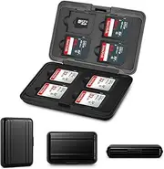 T Tersely Digital Storage Aluminum Case – 8 Slot Waterproof Dustproof Shockproof Memory Card Carrying Box for SD/SDHC/MMC/Micro SD/TF Cards