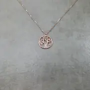 Tree Of Life ROSE GOLD Plated Necklace Giving Nature Circular Cosmic Knowledge