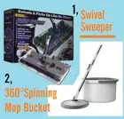 Walter Swivel Sweeper + 360°Spinning Mop Bucket W/ Clean Water Wring & Clean Mop